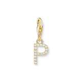 Thomas Sabo Charm-Anhänger Buchstabe P mit Weissen Steinen Vergoldet - 1979-414-14